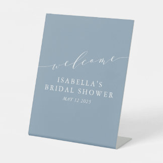 Minimalistisch Dusty Blue Brautparty Willkommen Sockelschild