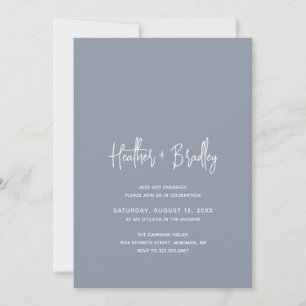 Minimalistisch Dusty Blue Modern Engagement Party Einladung