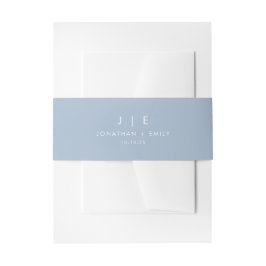 Minimalistisch Dusty Blue Monogram Wedding Einladungsbanderole