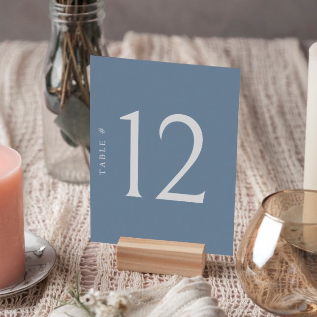 Minimalistisch Dusty Blue Tischnummer Wedding Card (Add a touch of charm to your special day with our exquisite wedding table number cards.)