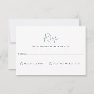 Minimalistisch Dusty Blue Wedding RSVP Card