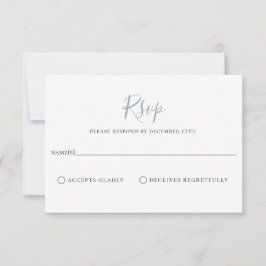 Minimalistisch Dusty Blue Wedding RSVP Card Karte