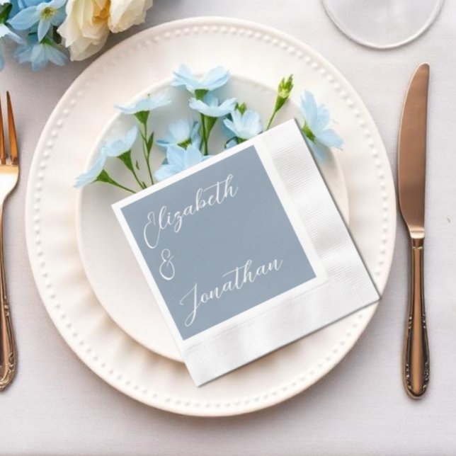 Minimalistisch Dusty Blue Wedding Serviette (Von Creator hochgeladen)