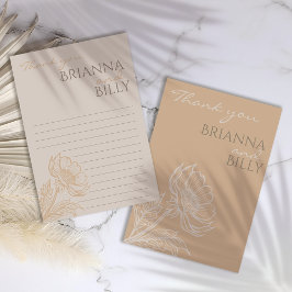 Minimalistisch Earthy Floral Wedding Dankeschön Ca Dankeskarte
