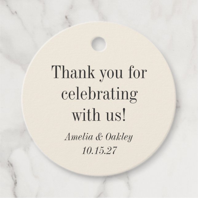 Minimalistisch Ecru Black Elegant Wedding Vielen D Geschenkanhänger (Vorderseite)