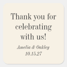 Minimalistisch Ecru Black Elegant Wedding Vielen D Quadratischer Aufkleber