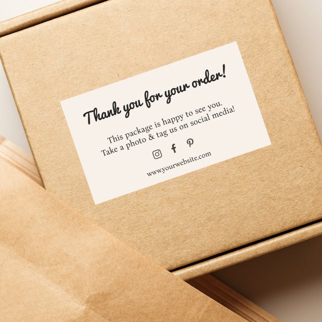 Minimalistisch Ecru White Black Danke Shop Rechteckiger Aufkleber (Von Creator hochgeladen)