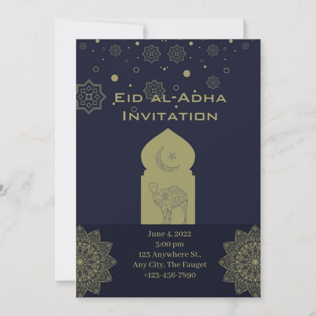 Minimalistisch Eid al-adha Einladung (Vorderseite)