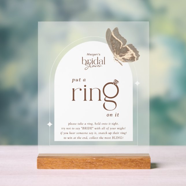Minimalistisch einen Ring auf sein Brautparty Game Acrylschild (Neutral)
