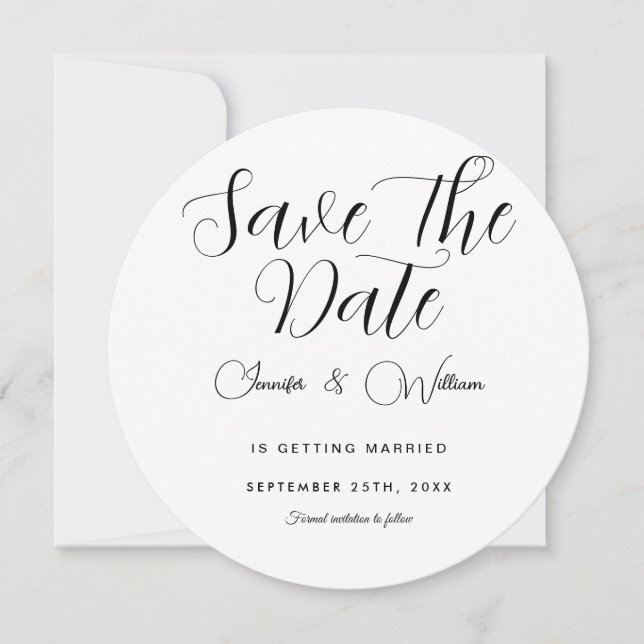 Minimalistisch Einfache Elegante Modernes Weiß Save The Date (Vorderseite)