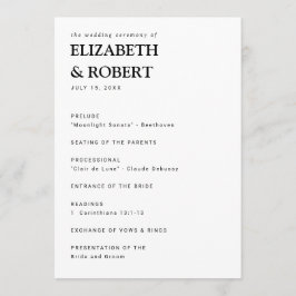 Minimalistisch Einfache Hochzeitsfeier Programm