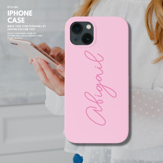 Minimalistisch Einfache Hübsche Rosa-Script-Monogr Case-Mate iPhone Hülle (Von Creator hochgeladen)