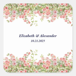 Minimalistisch Einfache Hübsche Rose Weinroute Men Quadratischer Aufkleber