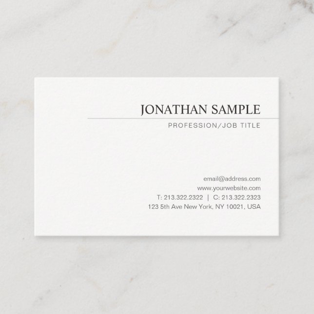 Minimalistisch einfache Moderne Elegant Beruflich Visitenkarte (Vorderseite)