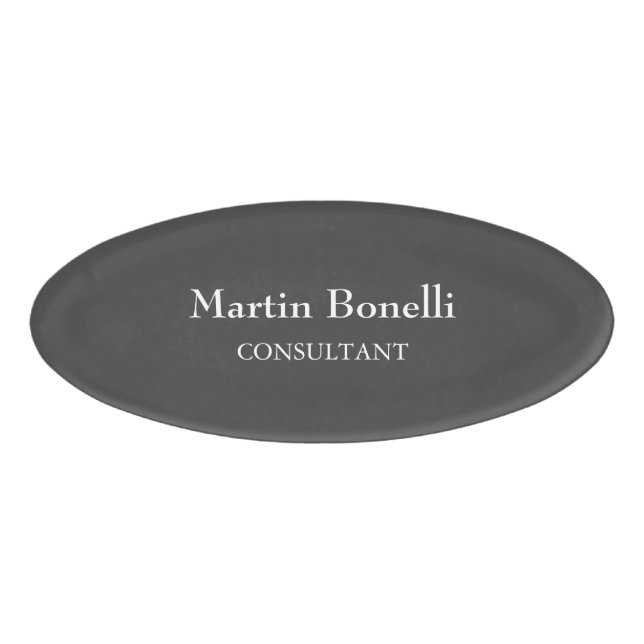 Minimalistisch Einziges Klassisches Grau Namenschild (Vorderseite)