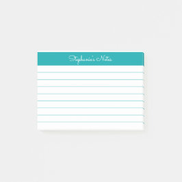 Minimalistisch elegant Aquamarin Lined Personalisi Post-it Klebezettel