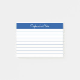 Minimalistisch Elegant Blue Lined Personalisiert Post-it Klebezettel