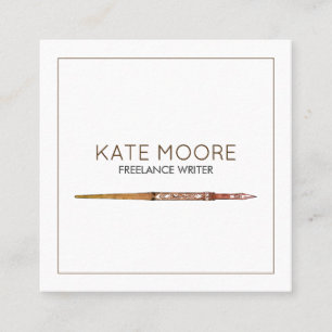 Minimalistisch Elegant Brown White Vintag Writer Quadratische Visitenkarte
