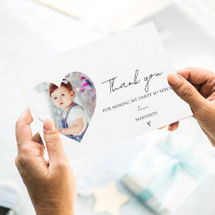 Minimalistisch Elegant First Birthday Foto Vielen  Postkarte