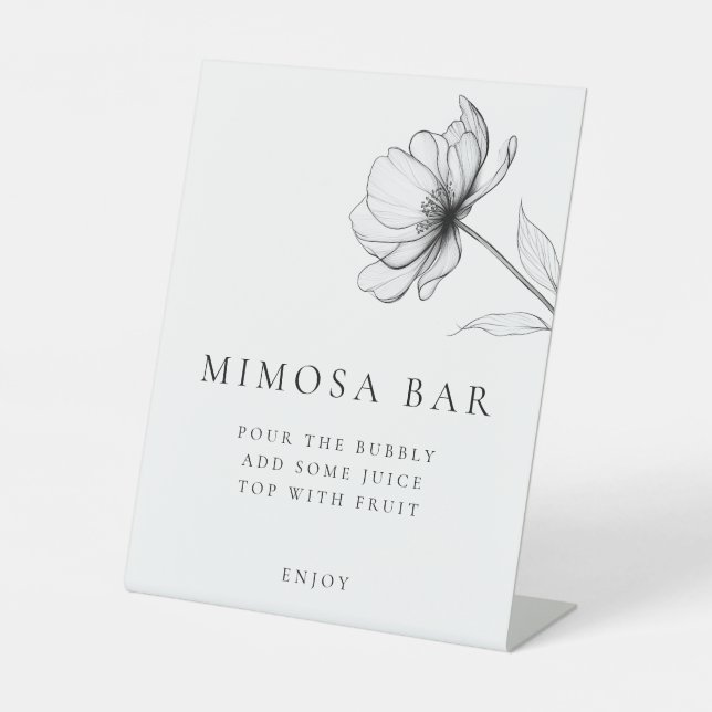 Minimalistisch Elegant Floral Mimosa Bar Sockelschild (Vorderseite)