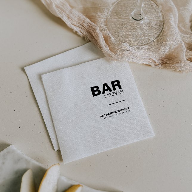 Minimalistisch Elegant Formal Bar Mitzvah Napkins Serviette (Von Creator hochgeladen)