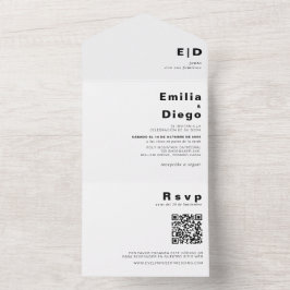 Minimalistisch Elegant Formal Boda Wedding All In One Einladung