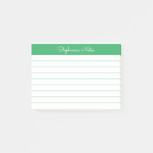 Minimalistisch Elegant Green Lined Personalisiert Post-it Klebezettel