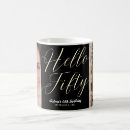 Minimalistisch Elegant Hello Fifty Danke zum Gebur Kaffeetasse