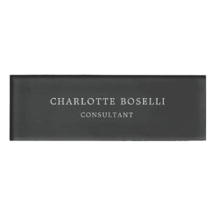 Minimalistisch Elegant Klassisches Beruflich Grau Namenschild