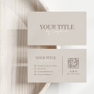 Minimalistisch Elegant Modern Beige Neutral QR Cod Visitenkarte