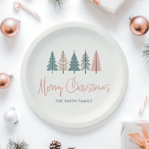 Minimalistisch Elegant Moderne frohe Weihnachten Pappteller