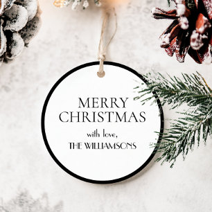 Minimalistisch Elegant Schwarz-weiß Frohe Weihnach Geschenkanhänger