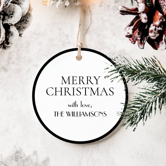 Minimalistisch Elegant Schwarz-weiß Frohe Weihnach Geschenkanhänger (Von Creator hochgeladen)