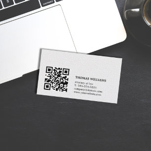 Minimalistisch Elegant Texture White QR Anwalt Visitenkarte