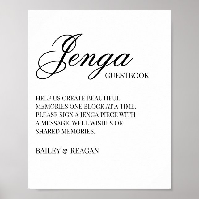 Minimalistisch Elegant Wedding Jenga Guestbook Sig Poster (Vorne)