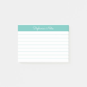 Minimalistisch Elegante Aqua Lined Personalisiert Post-it Klebezettel