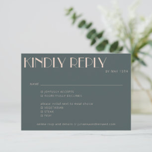 Minimalistisch Elegante Aquamarine Rosa Hochzeit RSVP Karte