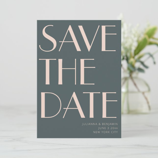 Minimalistisch Elegante Aquamarine und Rote Kirche Save The Date (Stehend Vorderseite)