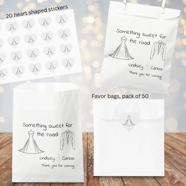 Minimalistisch elegante Hochzeitskleid Silhouette Herz-Aufkleber (20 stickers, perfect for closing of favor bags or envelopes of the same collection. )