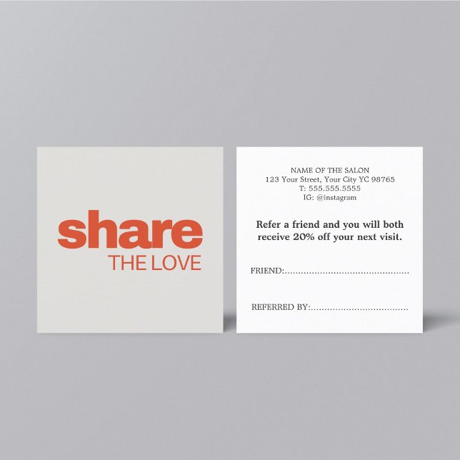 Minimalistisch Elegante Pastel Bold Schönheitssalo Empfehlungskarte (Von Creator hochgeladen)