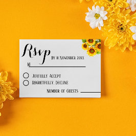 Minimalistisch Elegante rustikale Sonnenblumenhoch RSVP Karte