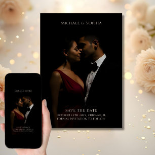Minimalistisch Elegante Save-the-Date-Foto Black T Save The Date
