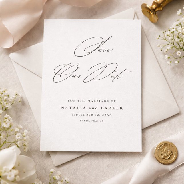 Minimalistisch elegante Schrift Save the Date (Von Creator hochgeladen)