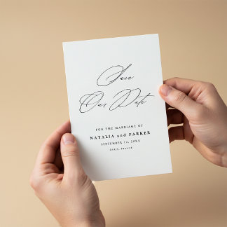 Minimalistisch elegante Schrift Save-the-Date-Kart Save The Date