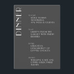 Minimalistisch Elegante Schwarz-weiße Art Deco Menükarte<br><div class="desc">Minimalistisches elegantes Art Deco Wedding Menu in Schwarz/Weiß</div>