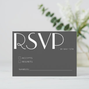 Minimalistisch Elegante Schwarz-weiße Art Deco RSVP Karte