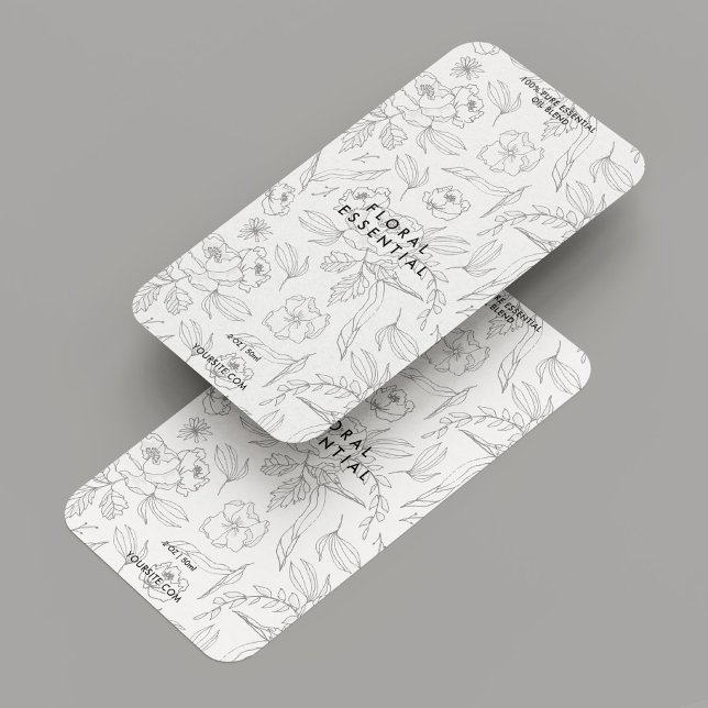 Minimalistisch Elegante Schwarz-weiße florale Mode (Minimalist Floral Purple Blue Modern Label
)