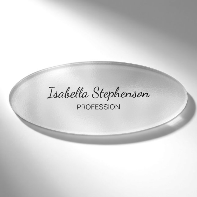 Minimalistisch elegante Silberperle  Namenschild (Vorderseite)