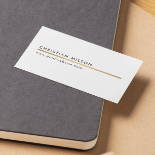 Minimalistisch elegante weiße Faux-Gold-Linie Bera Visitenkarte