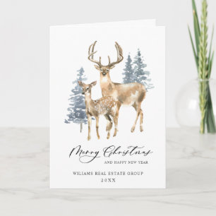 Minimalistisch Eleganter Hirsch-Weihnachtsbaum Cor Feiertagskarte